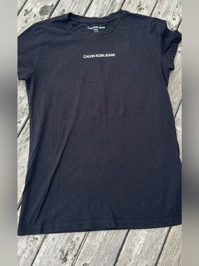 Calvin Klein Jeans Black Tee with White Chest Logo
